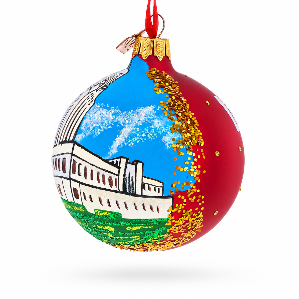 Nebraska State Capitol, Lincoln, Nebraska Glass Ball Christmas Ornament 3.25 Inches