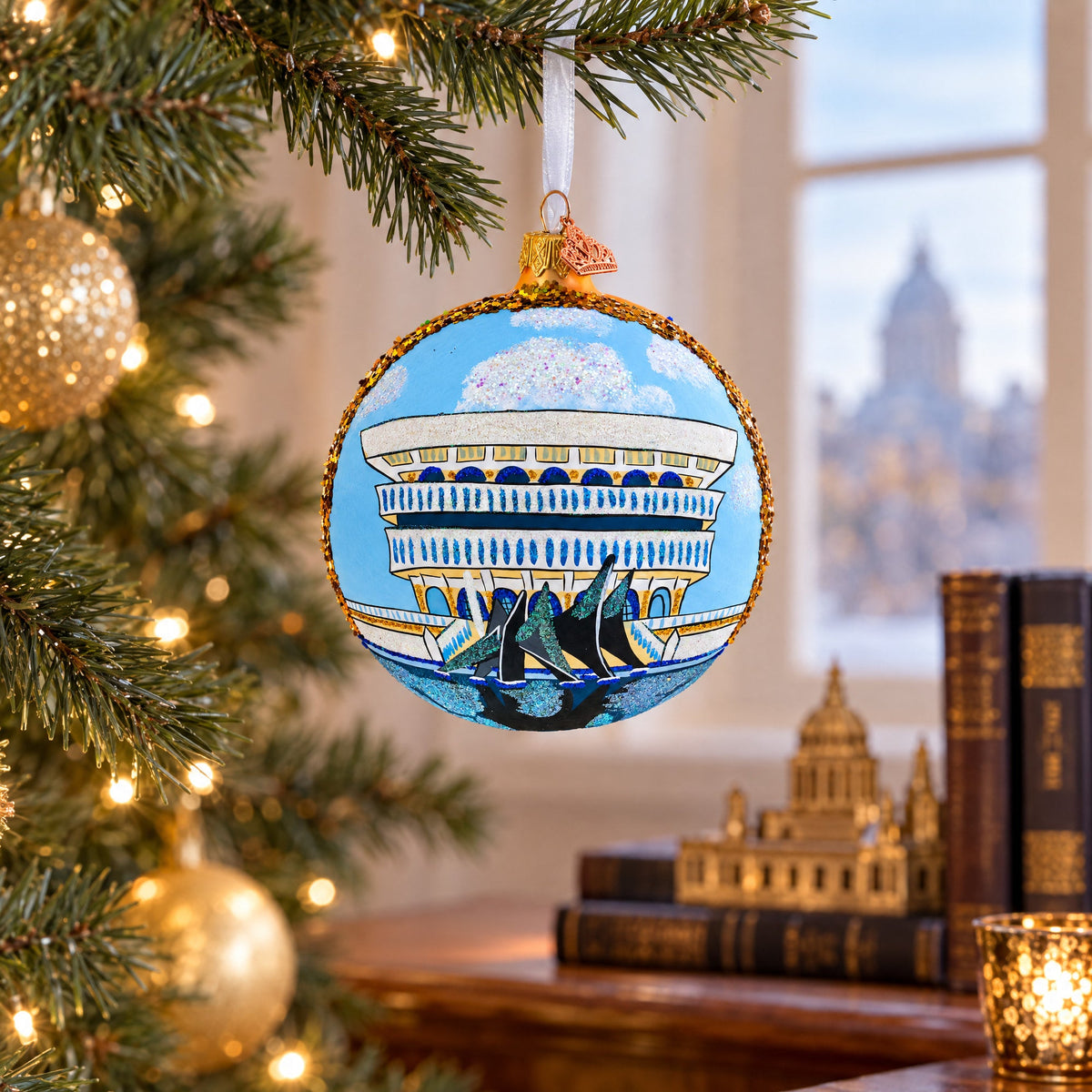 New York State Museum, Albany, New York Glass Ball Christmas Ornament 4 Inches