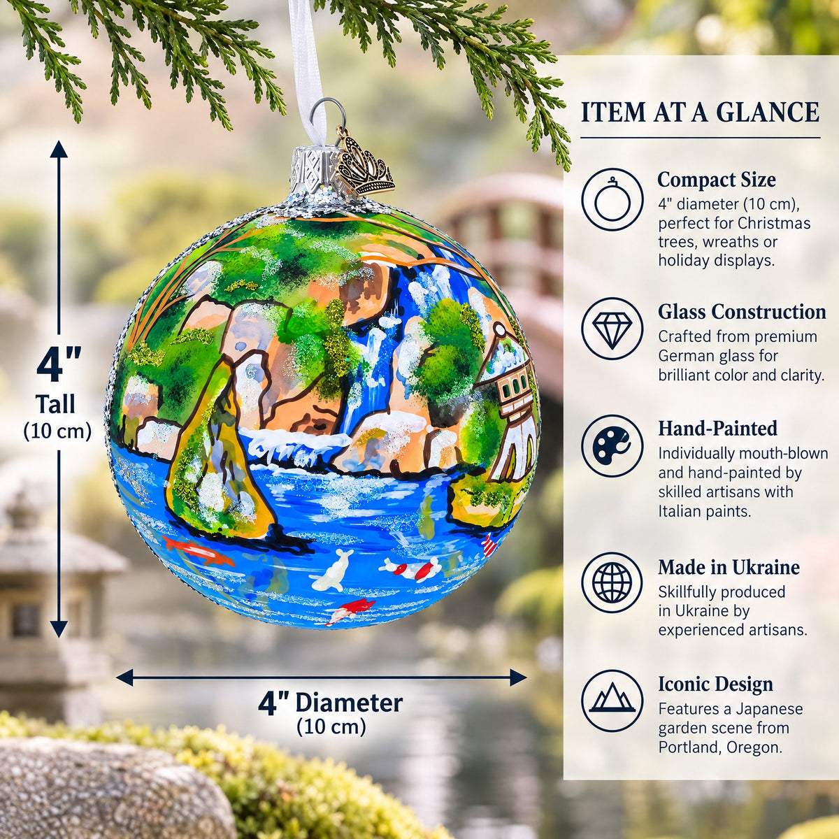 Japanese Garden, Portland, Oregon Glass Ball Christmas Ornament