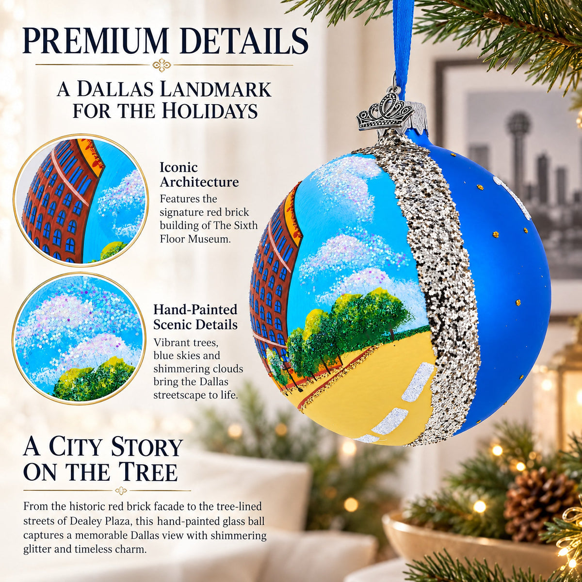 The Sixth Floor Museum at Dealey Plaza, Dallas, Texas Glass Ball Christmas Ornament