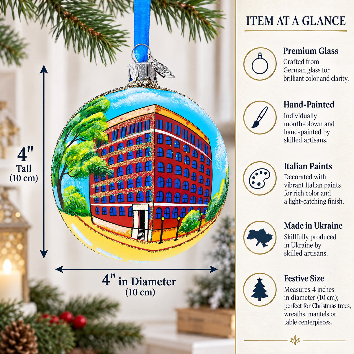 The Sixth Floor Museum at Dealey Plaza, Dallas, Texas Glass Ball Christmas Ornament