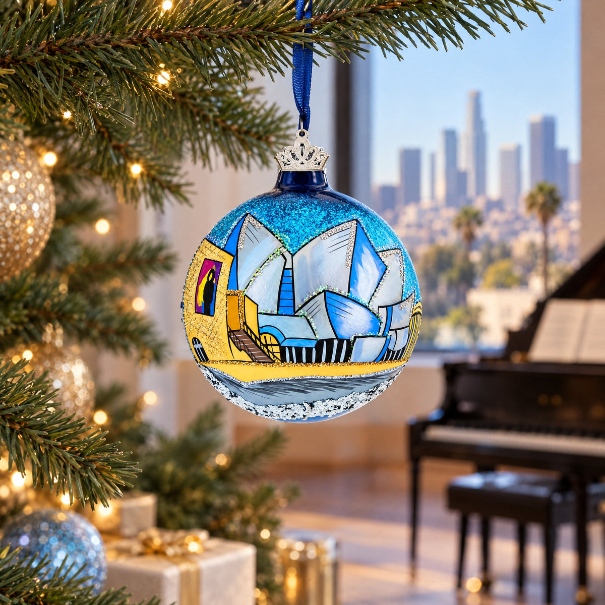 Concert Hall Los Angeles, California Glass Ball Christmas Ornament 3.25 Inches