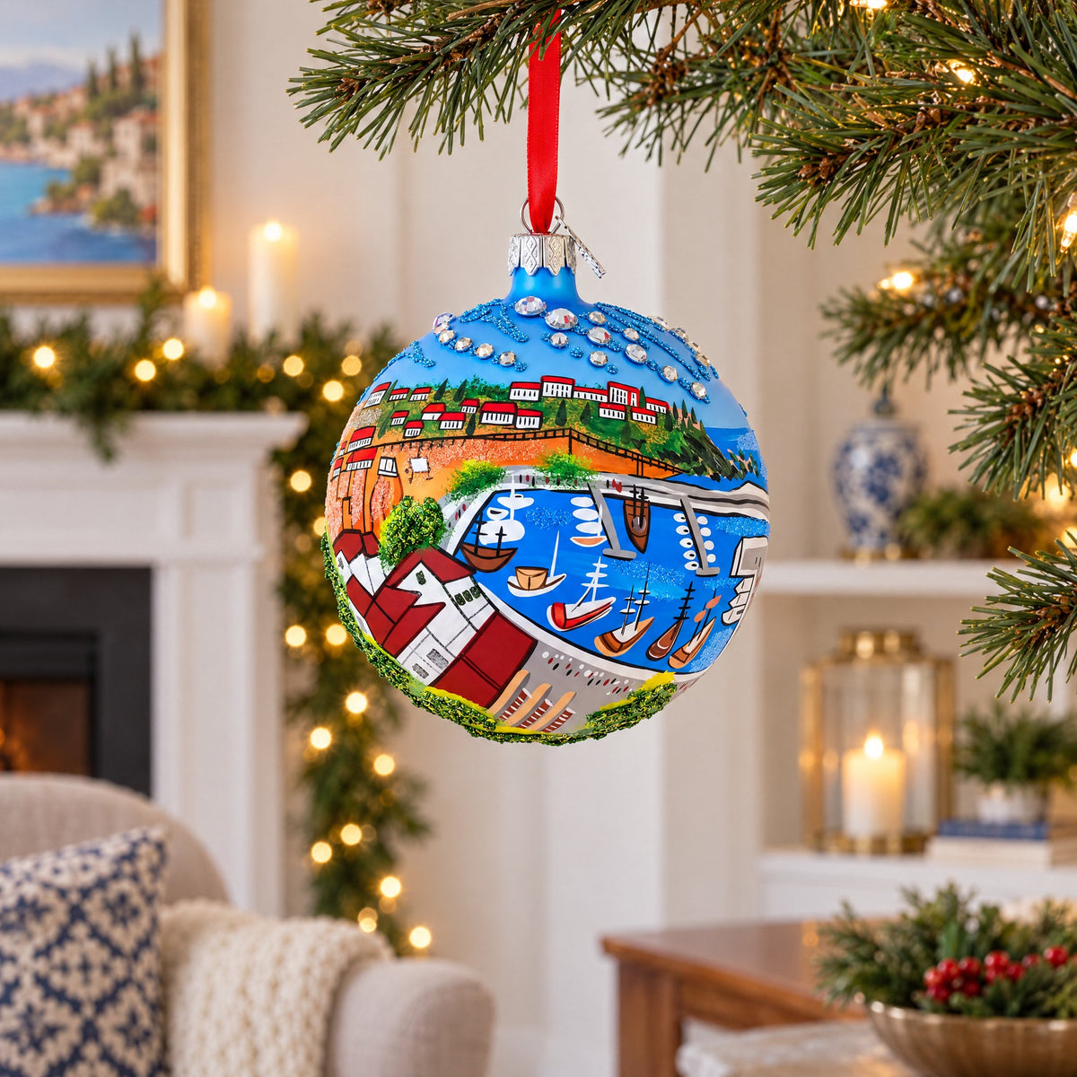 Kaleici Center of Antalya, Turkey Glass Ball Christmas Ornament 4 Inches