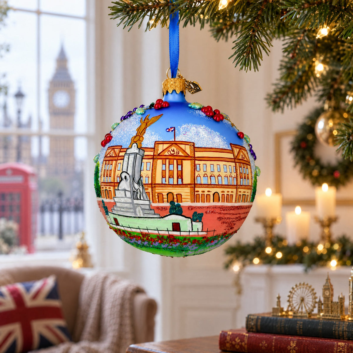 Buckingham Palace, London Landmark, UK Glass Ball Christmas Ornament