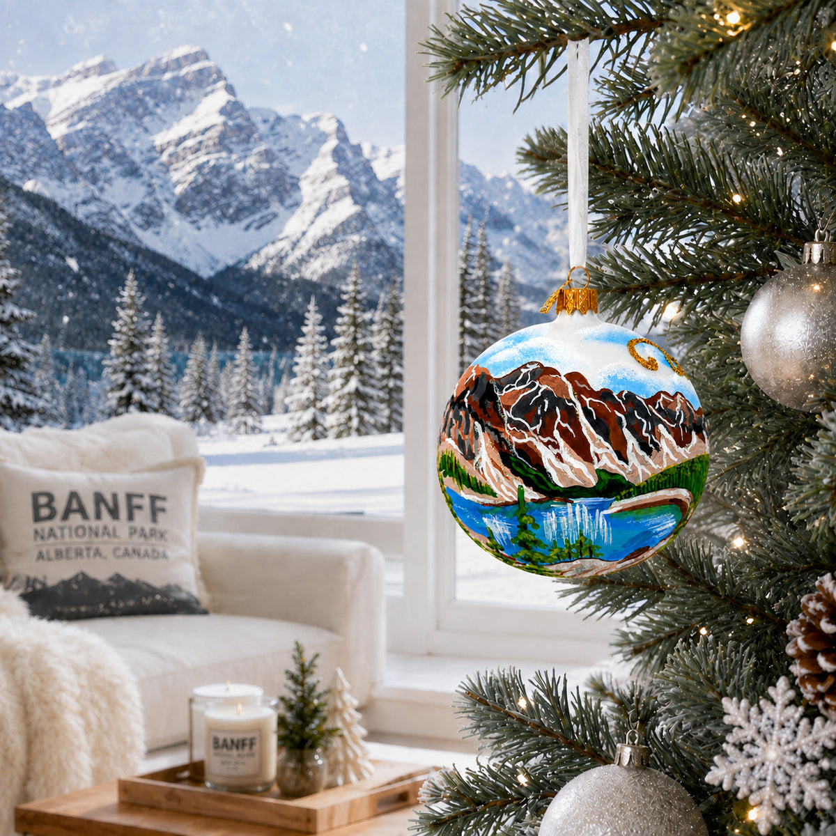 Banff National Park, Alberta, Canada Glass Christmas Ornament