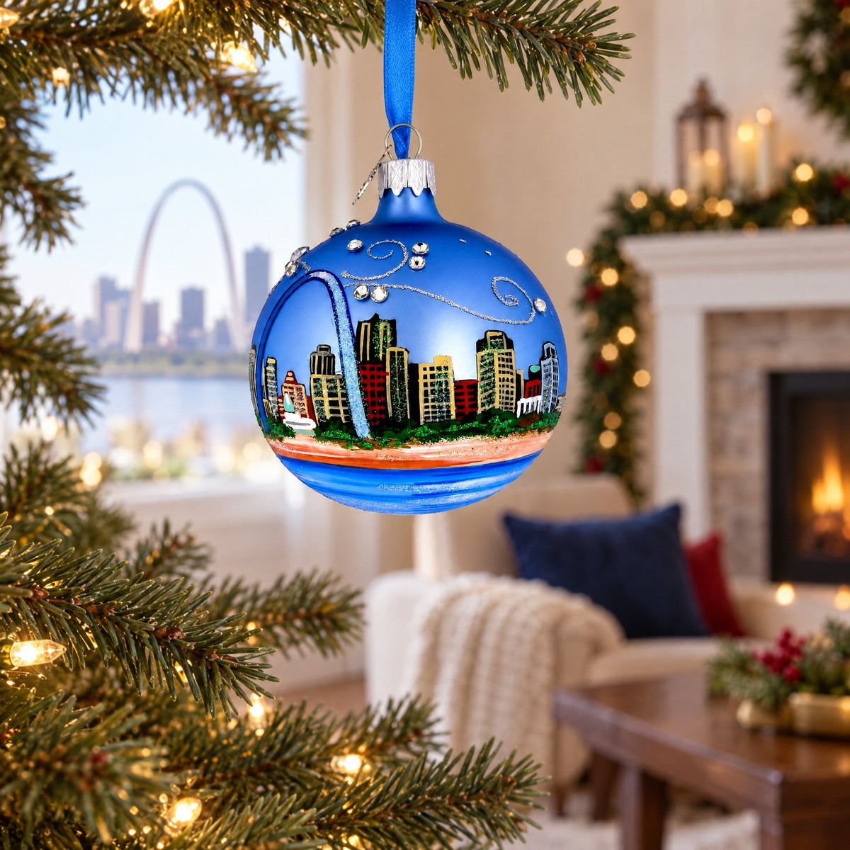 Gateway Arch, St. Louis, Missouri Glass Christmas Ornament