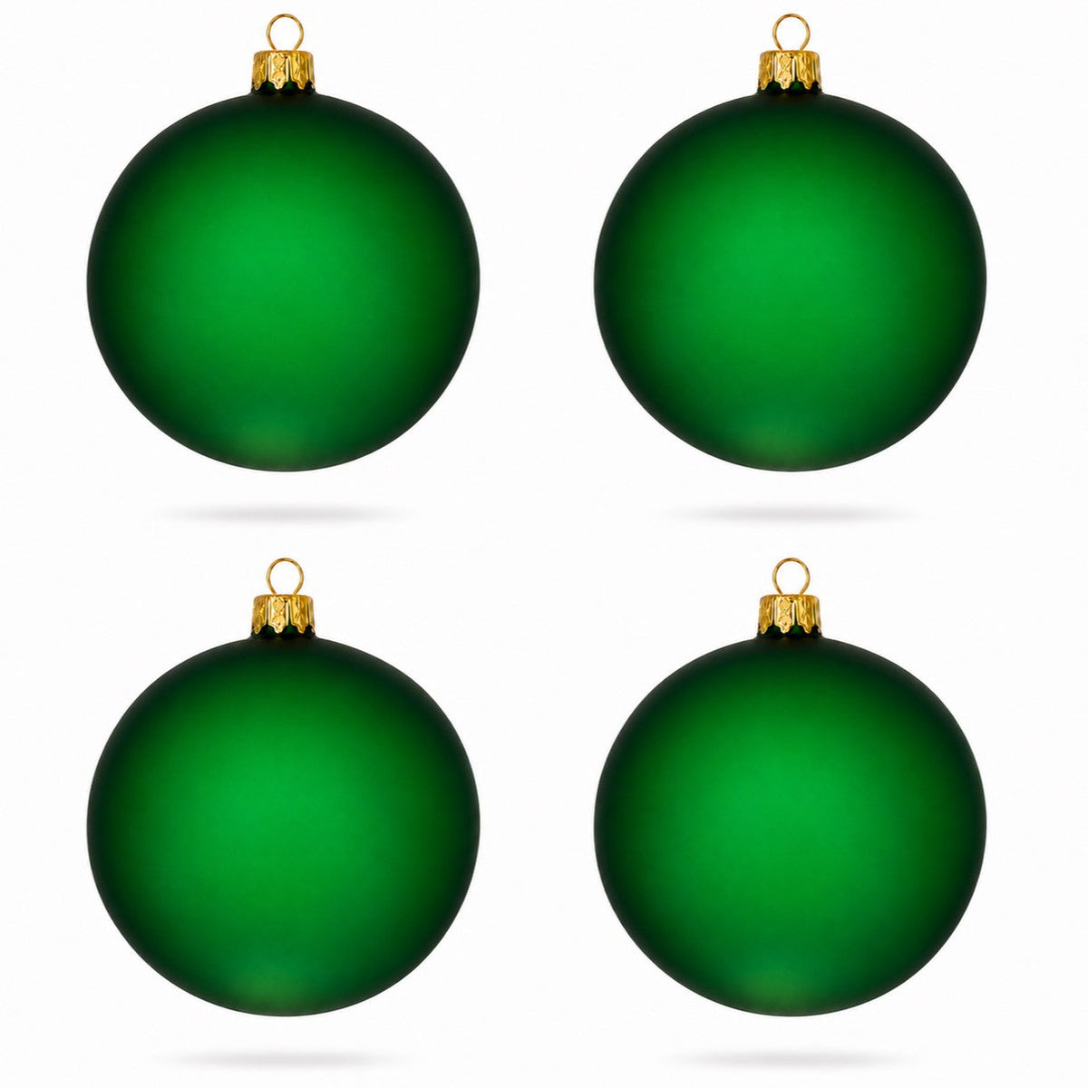 Set of 4 Translucent Green Glass Ball Christmas Ornaments 4 Inches (018)