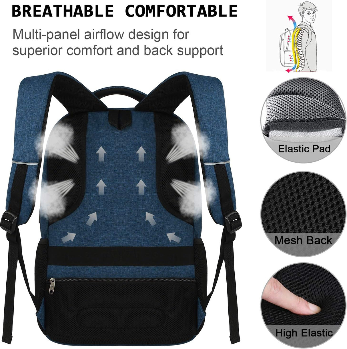 Slim Anti Theft Laptop Backpack 15.6 Inch USB Charging Travel Bag