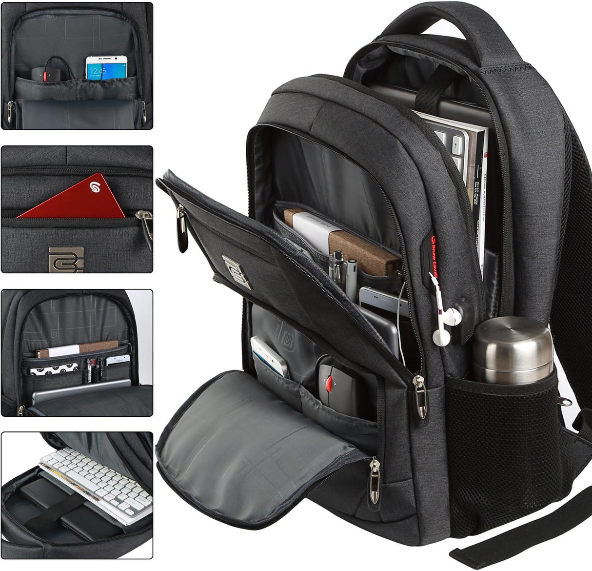 Slim Anti Theft Laptop Backpack 15.6 Inch USB Charging Travel Bag