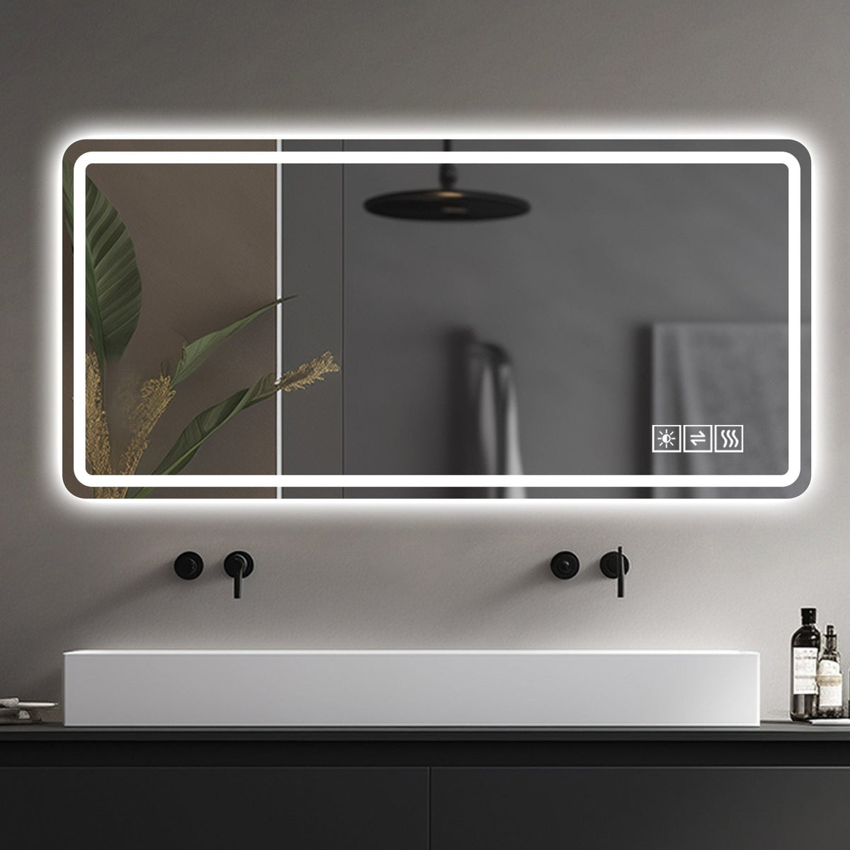 LD home LED Bathroom Mirror with Anti-Fog and Tri-Color Lighting