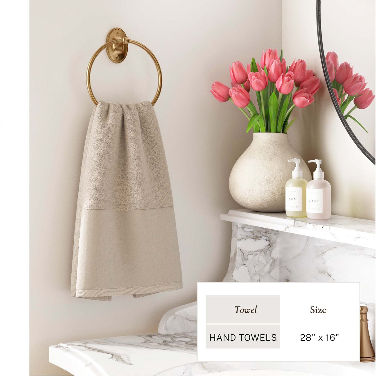 Cotton Linen-Like Border 6-Piece Towel Set - Priya Collection