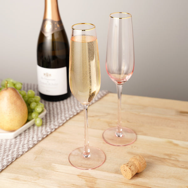 Rose Crystal Champagne Flute Set