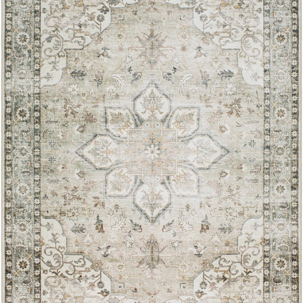 Lotan Sage Medallion Washable Area Rug
