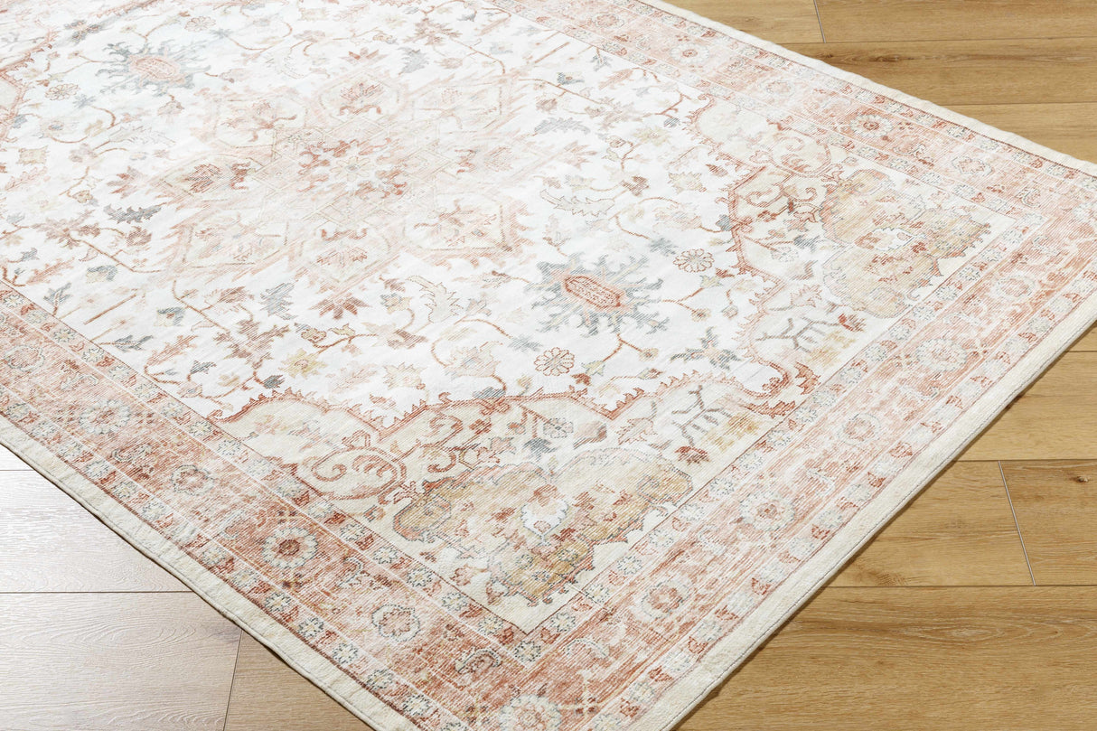 Lotan Pink Medallion Washable Area Rug