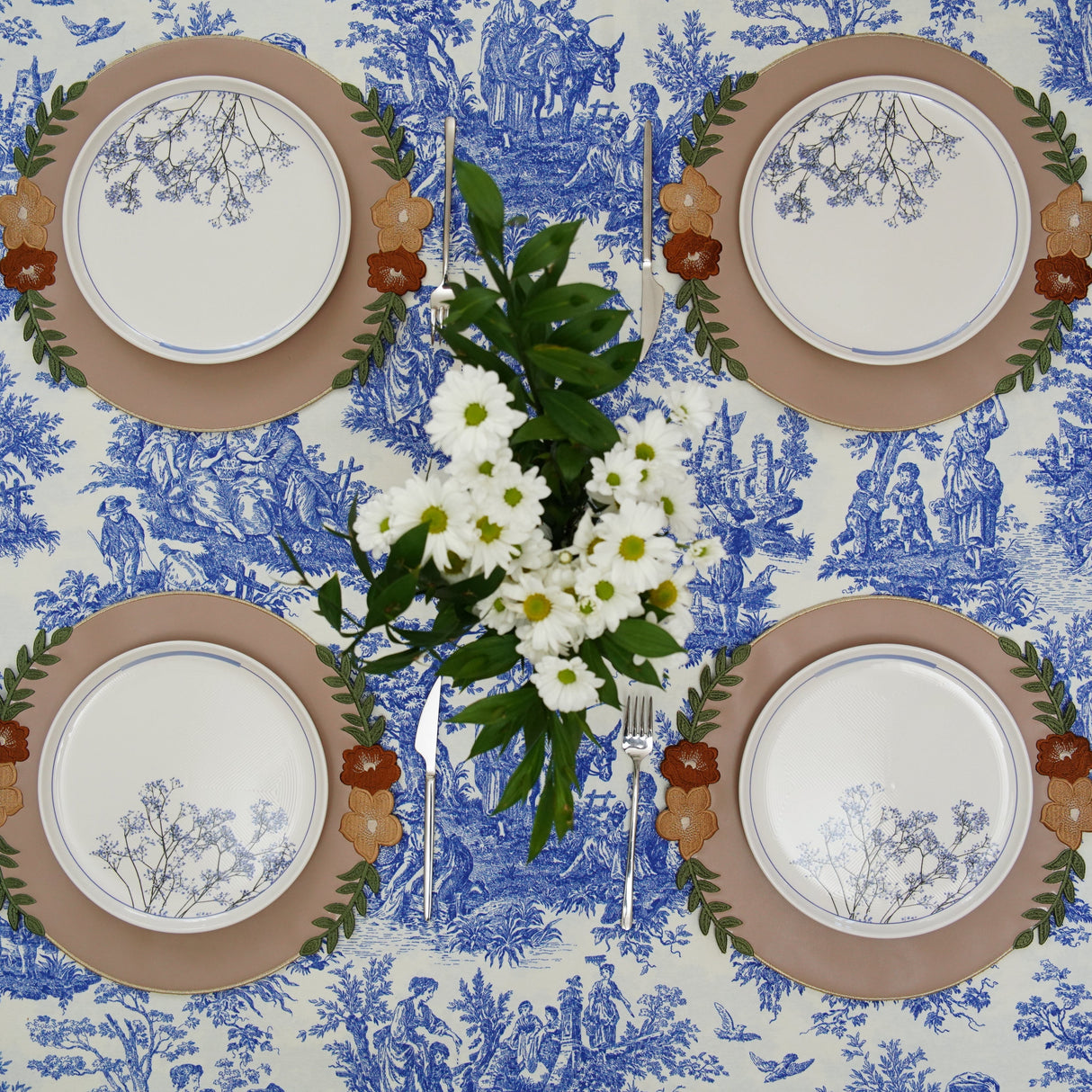 Jasmine Beige Round Faux Leather Placemat