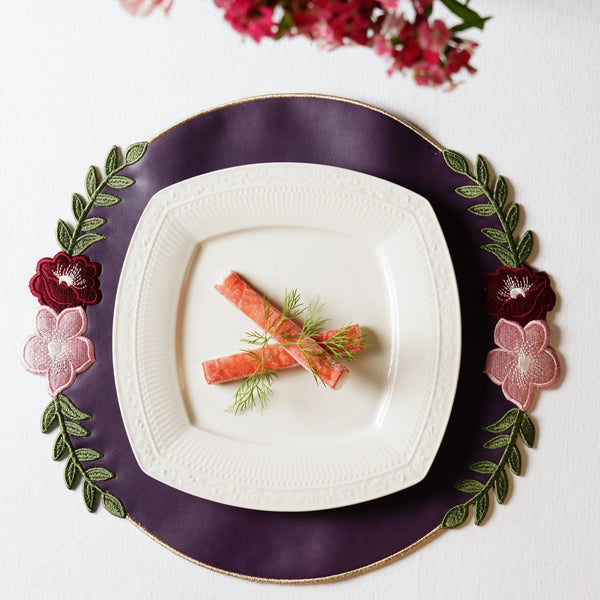 JASMINE PURPLE ORANGE FAUX LEATHER PLACEMAT