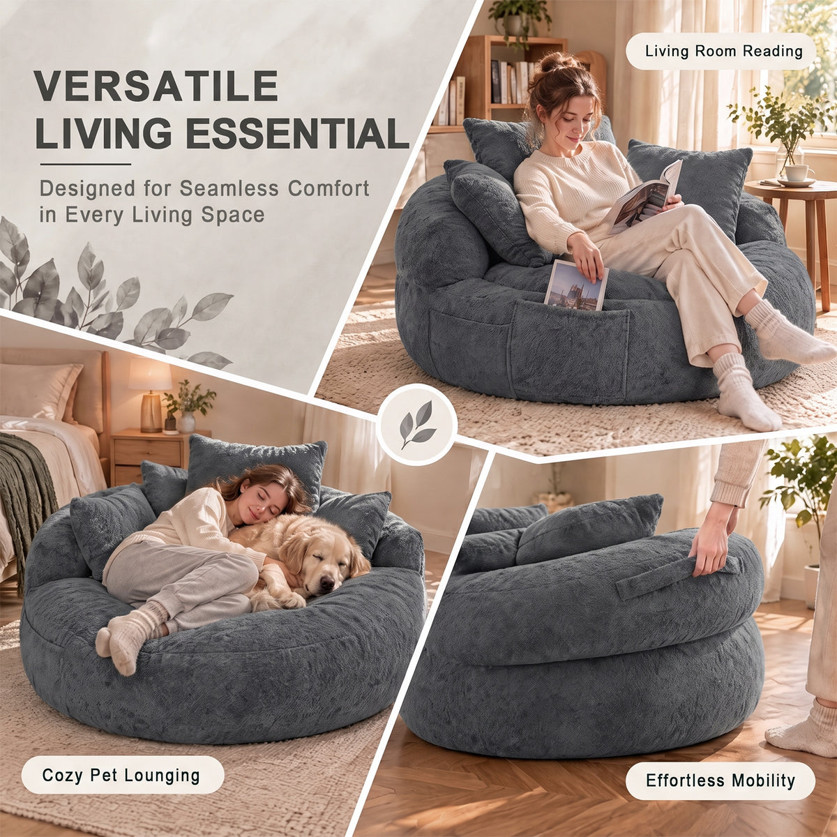 MAGIC FURNITURE 5FT Ultra Cozy Round Memory Foam Sofa - view 8