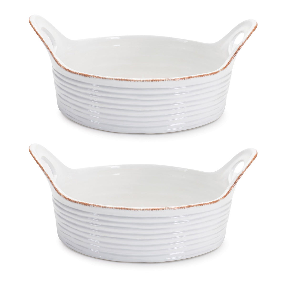 Melrose International Ceramic Bowl with Handles (Set of 2)