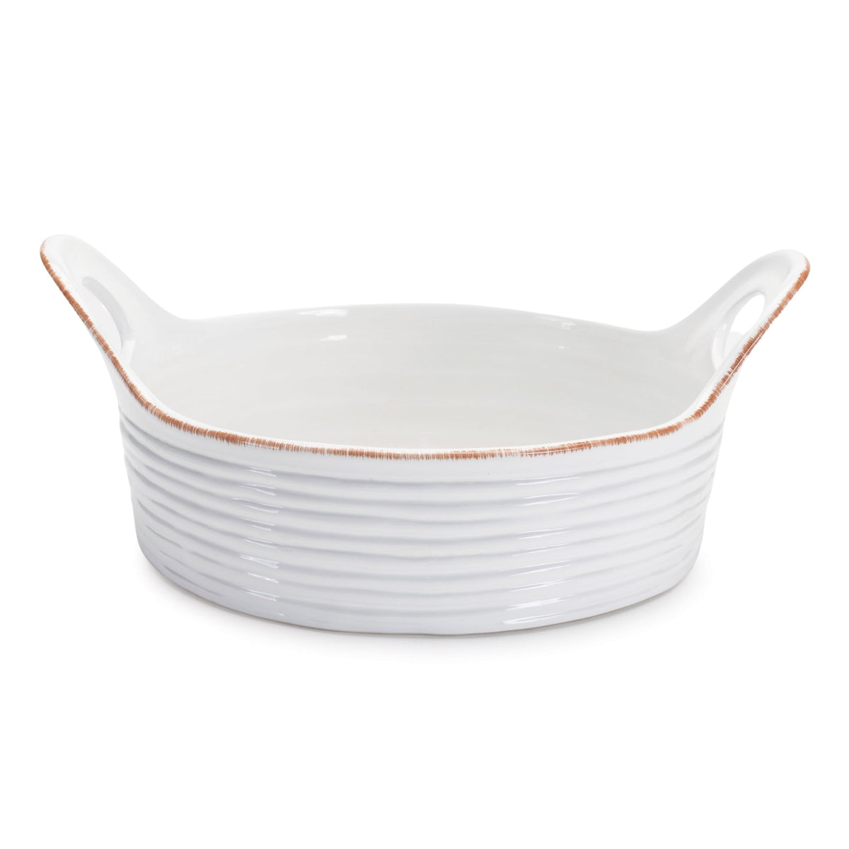 Melrose International Ceramic Bowl with Handles (Set of 2) in White