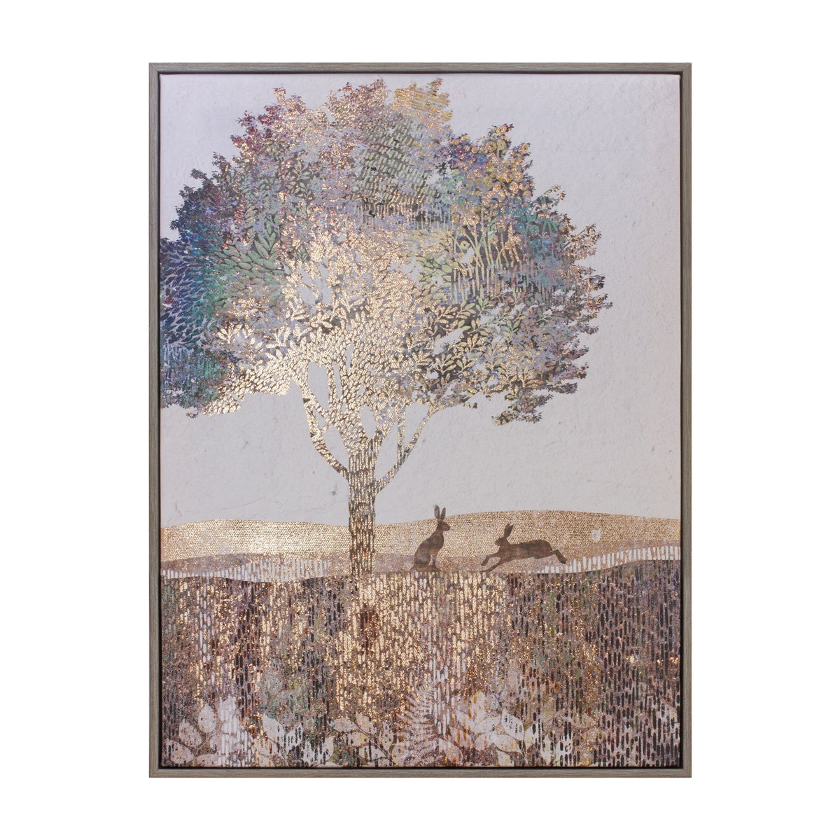Melrose International Framed Tree and Rabbit Print 15.5"H in Brown