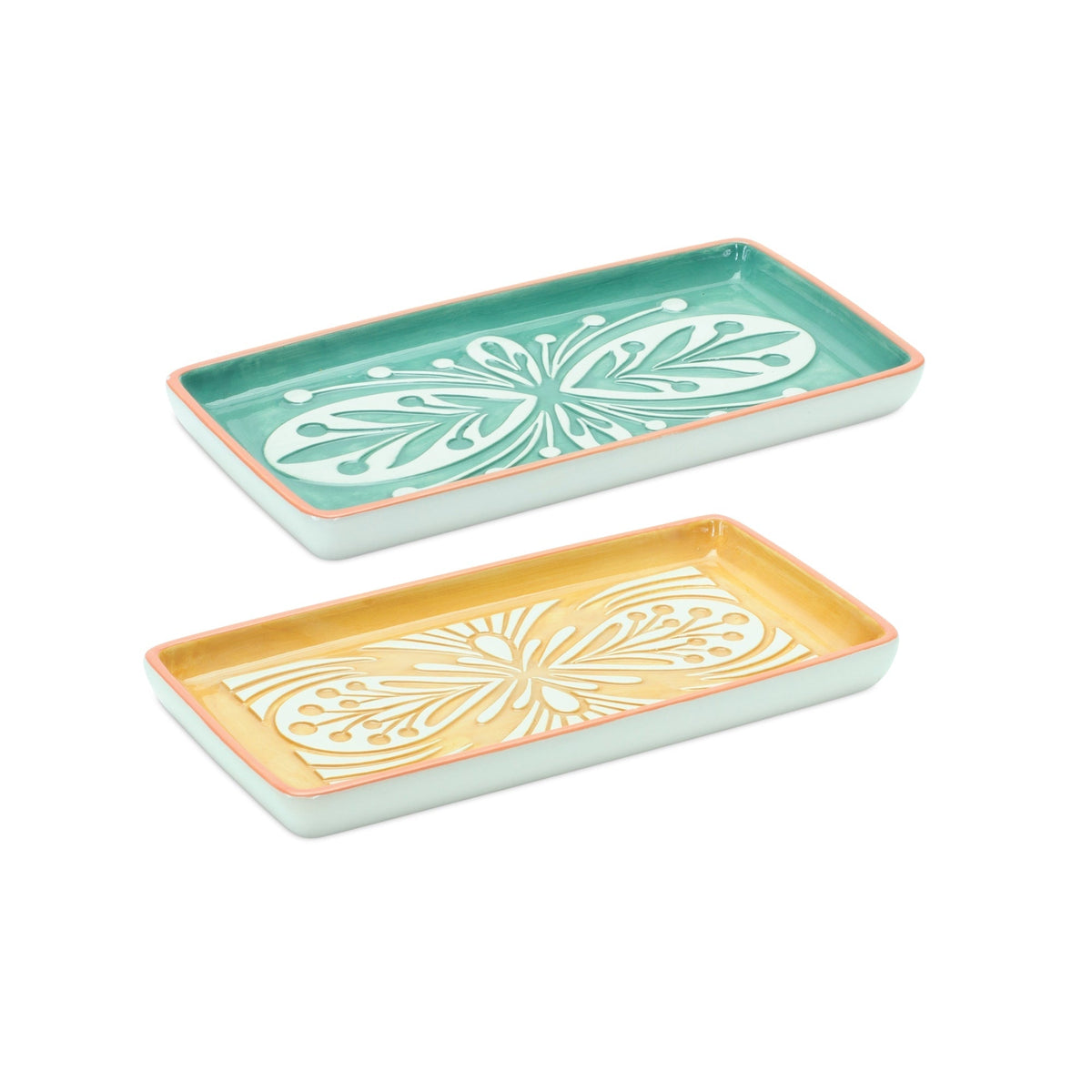 Melrose International Ornamental Ceramic Tray (Set of 6)