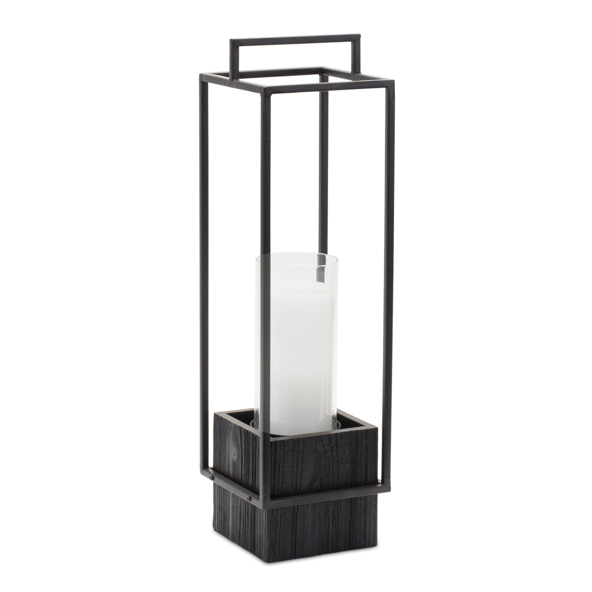 Melrose International Wood candle holder with metal frame 20"h in Black