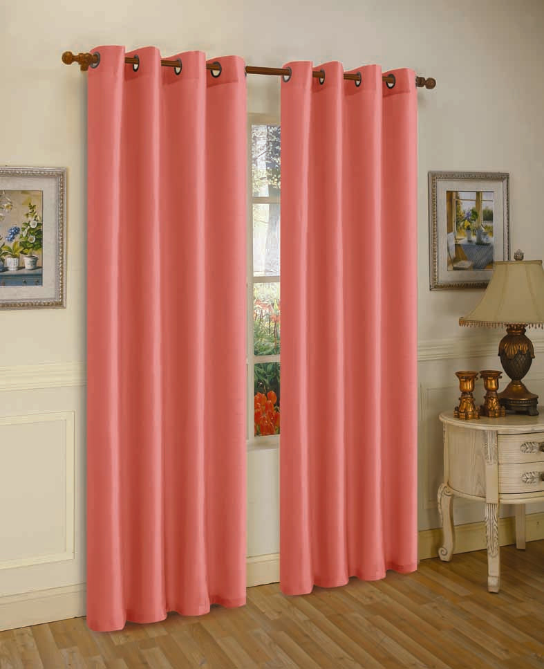 Set of Two 84" Solid Grommet Faux Silk Window Panels