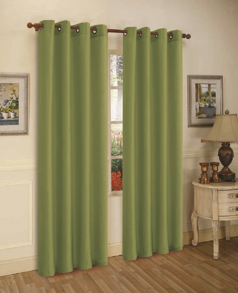 Set of Two 84" Solid Grommet Faux Silk Window Panels