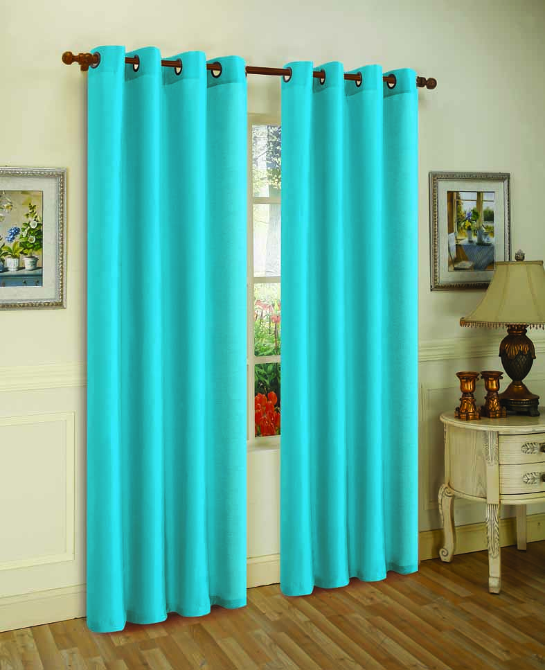 Set of Two 84" Solid Grommet Faux Silk Window Panels