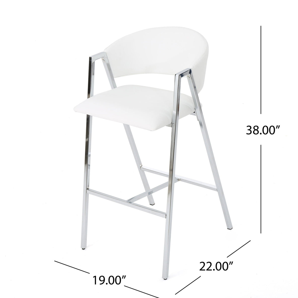 Modern Bar Stools With Low Back And Arms And Durable Metal Frame (Set of 2) - Ivory - Best Buy Furniture