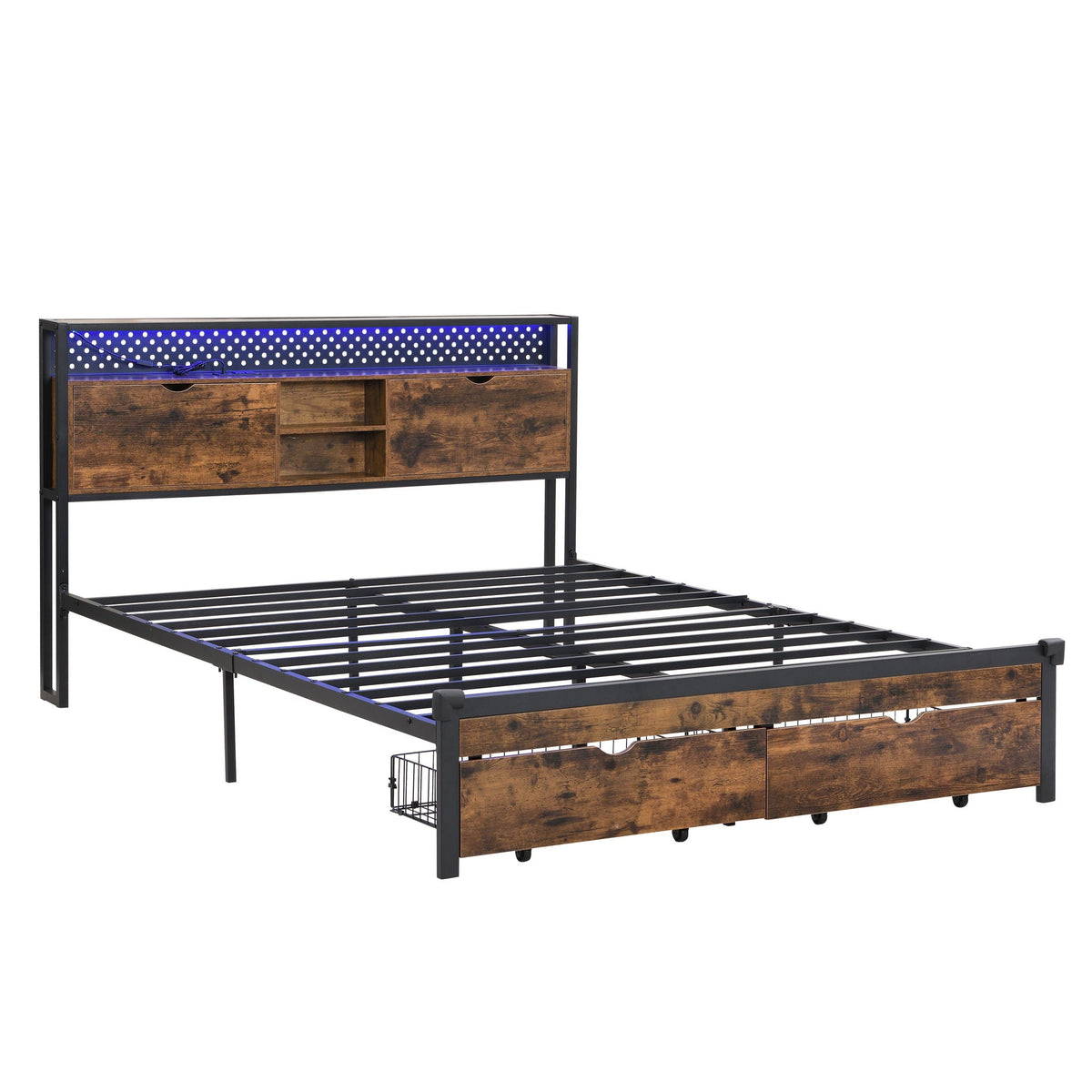 Modern Platform Storage Bed with USB Charging - view 2