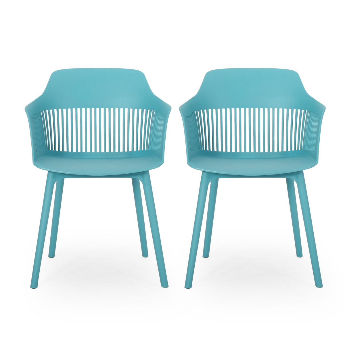 Modern Polypropylene Outdoor Chair Set in Light Blue