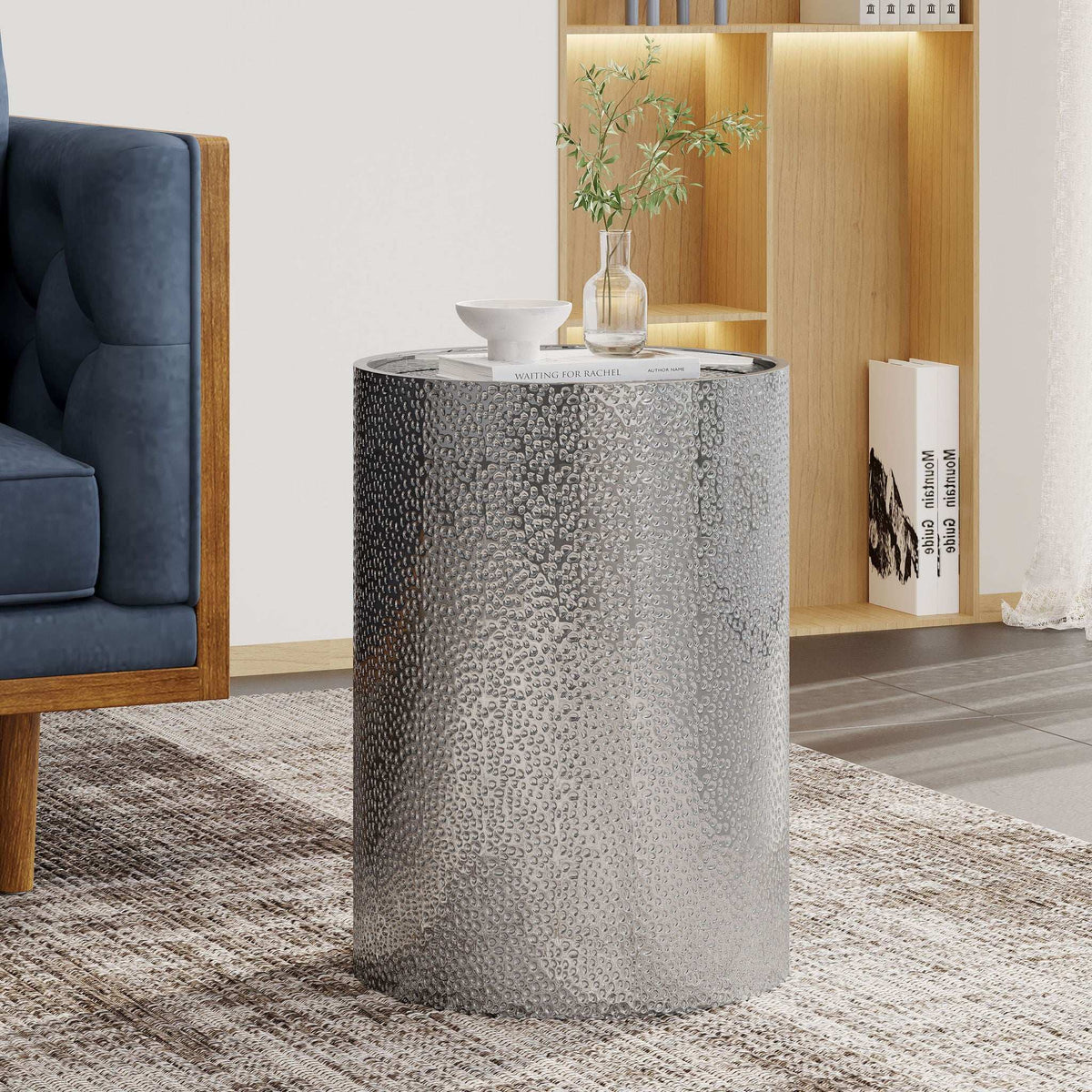 Modern Round Accent Table With Hammered Surface - Best Buy Furniture