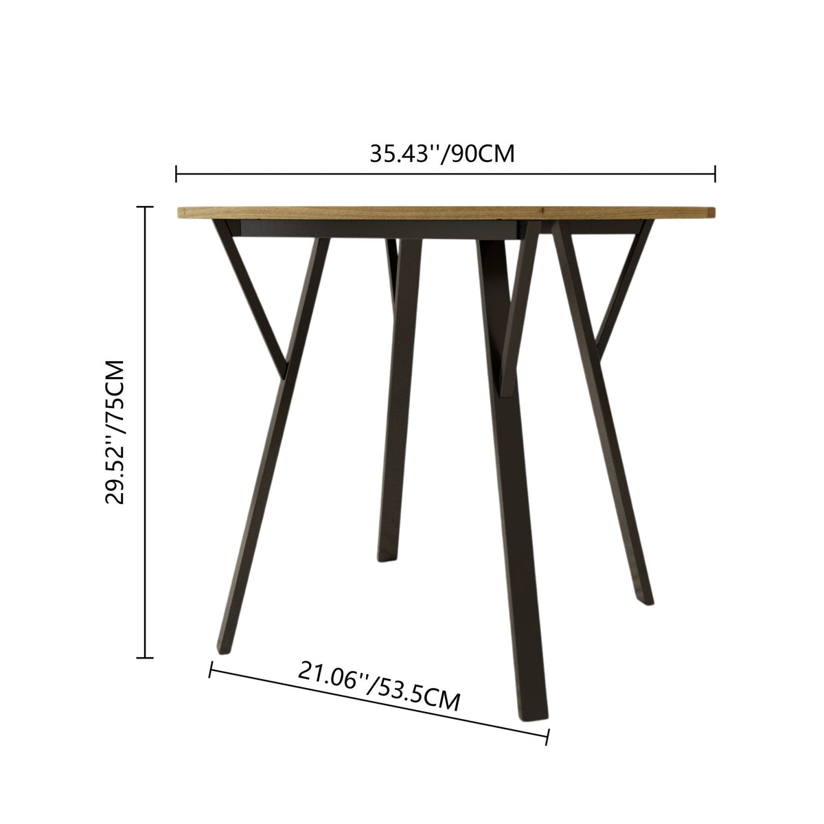 MOONRIVER Round Dining Table for 2-4 People with Sturdy Metal Frame - view 3