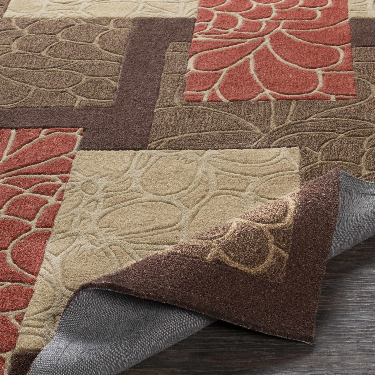 Brick Red-Brown Mosaic Area Rug - Clearance