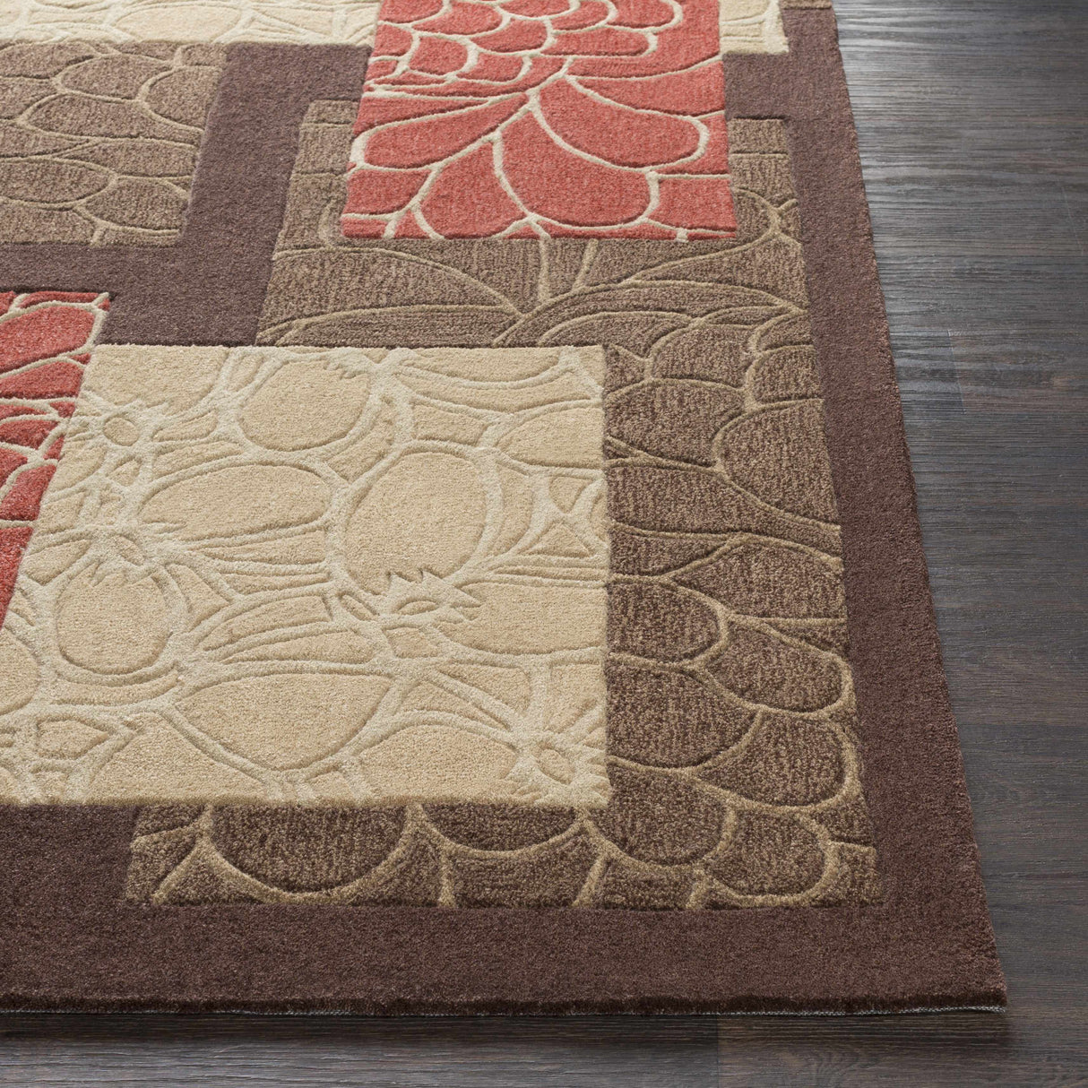 Brick Red-Brown Mosaic Area Rug - Clearance