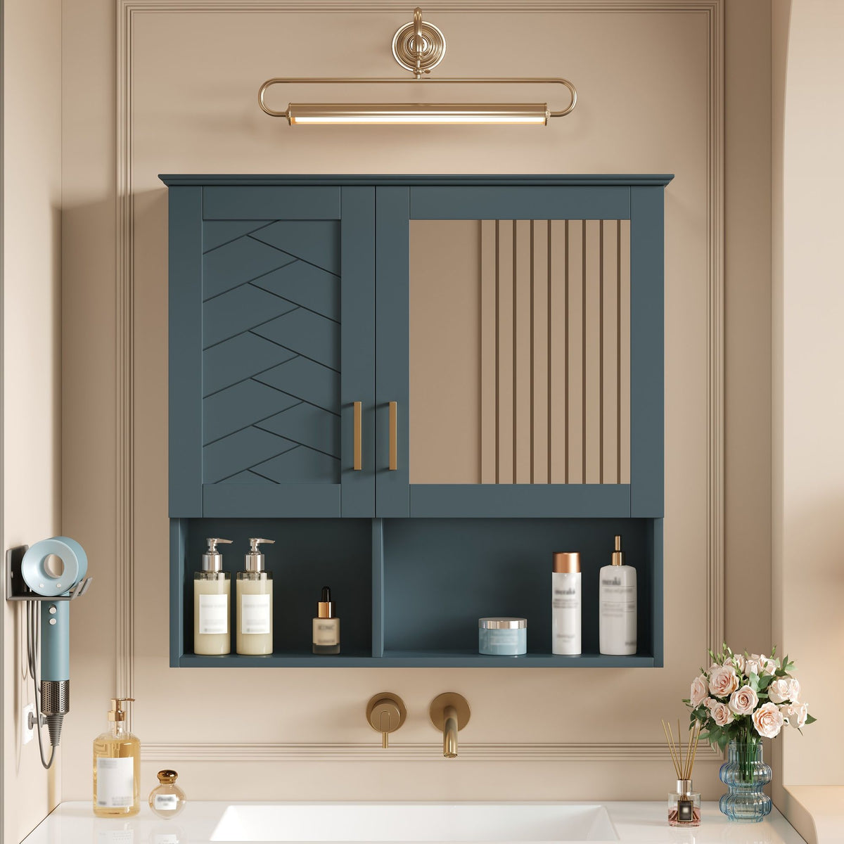 MRS 2 In 1 Wall-Mounted Mirror Cabinet with Adjustable Shelves