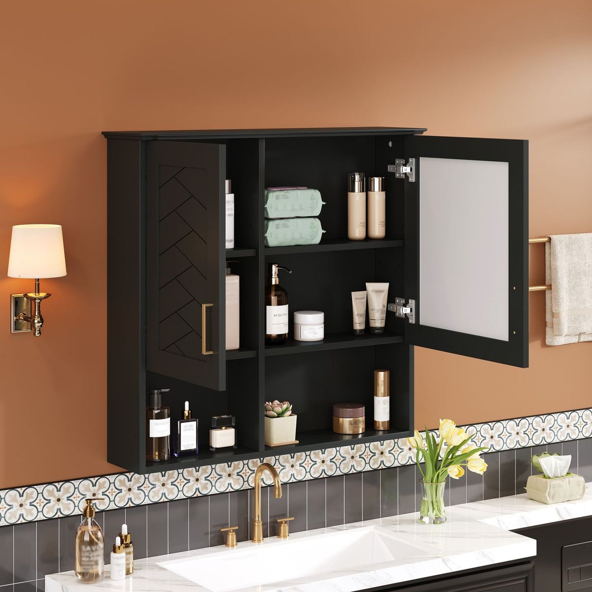 MRS 2 In 1 Wall-Mounted Mirror Cabinet with Adjustable Shelves - view 2