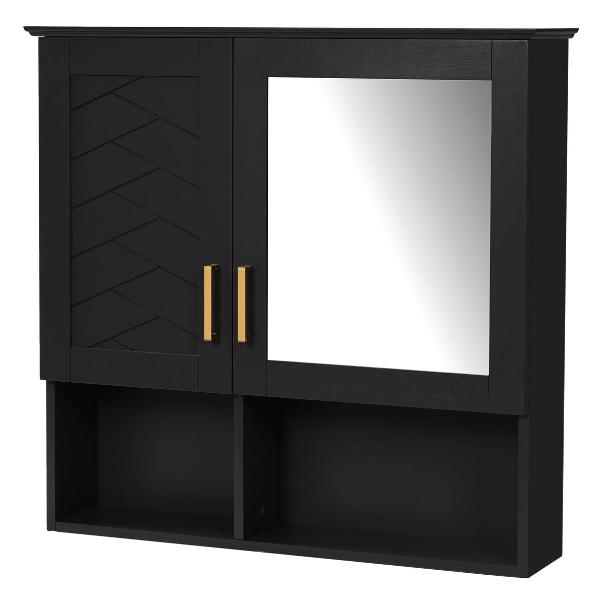 MRS 2 In 1 Wall-Mounted Mirror Cabinet with Adjustable Shelves in Black