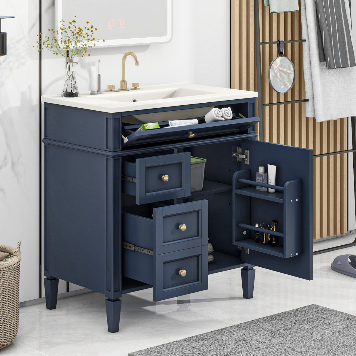 MRS Bathroom Vanity with Ceramic Sink and Multiple Storage Drawers - view 4