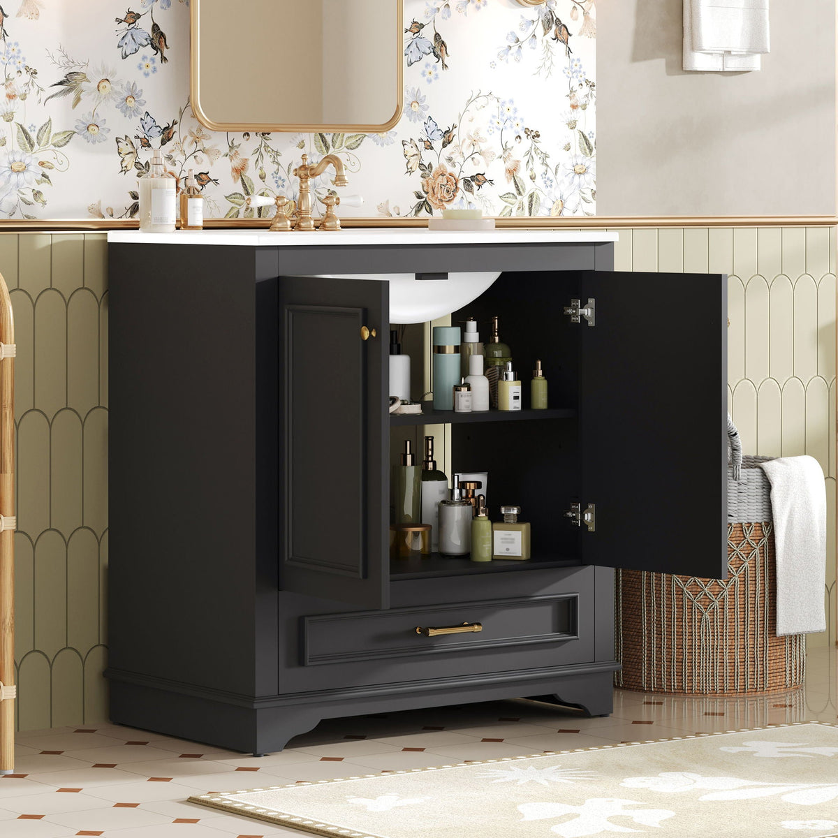 MRS Bathroom Vanity with Sink and Adjustable Shelf