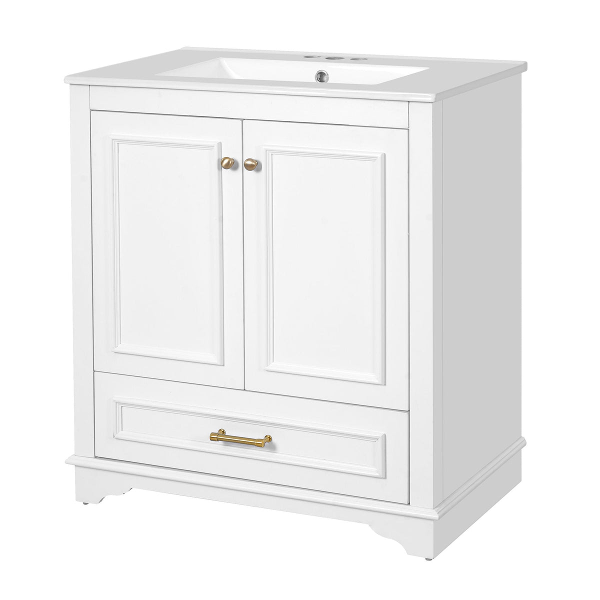 MRS Bathroom Vanity with Sink and Adjustable Shelf in White