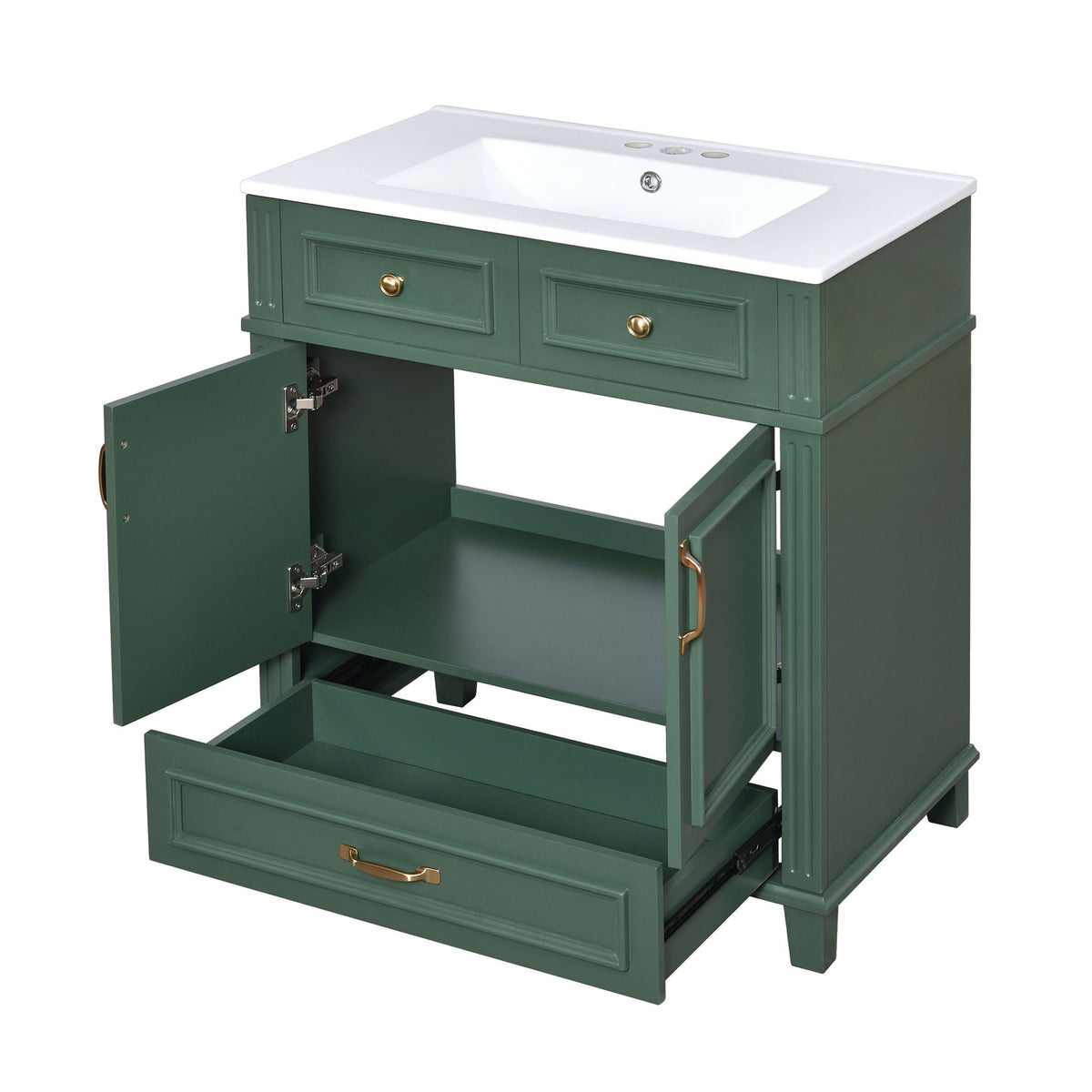 MRS Bathroom Vanity with Sink and Storage Cabinet in Dark Green
