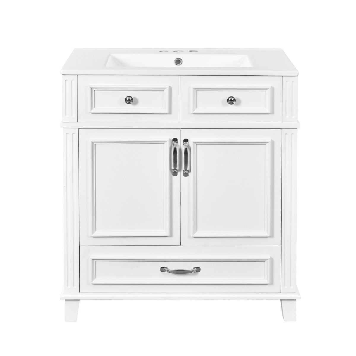 MRS Bathroom Vanity with Sink and Storage Cabinet in White