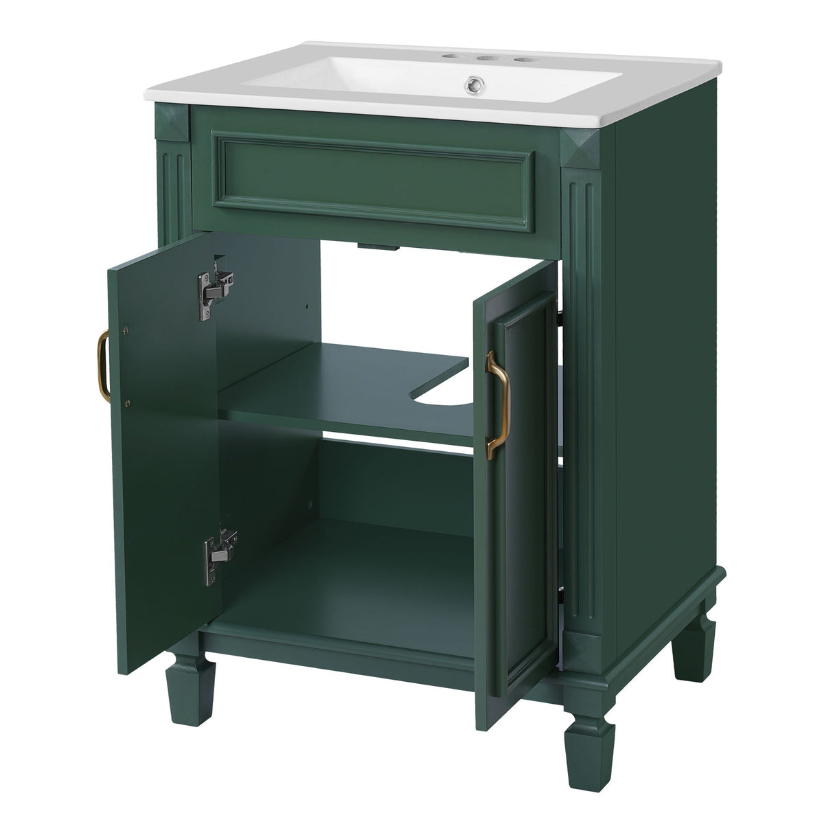 MRS Bathroom Vanity With Top Sink and Soft Closing Doors in Dark Green