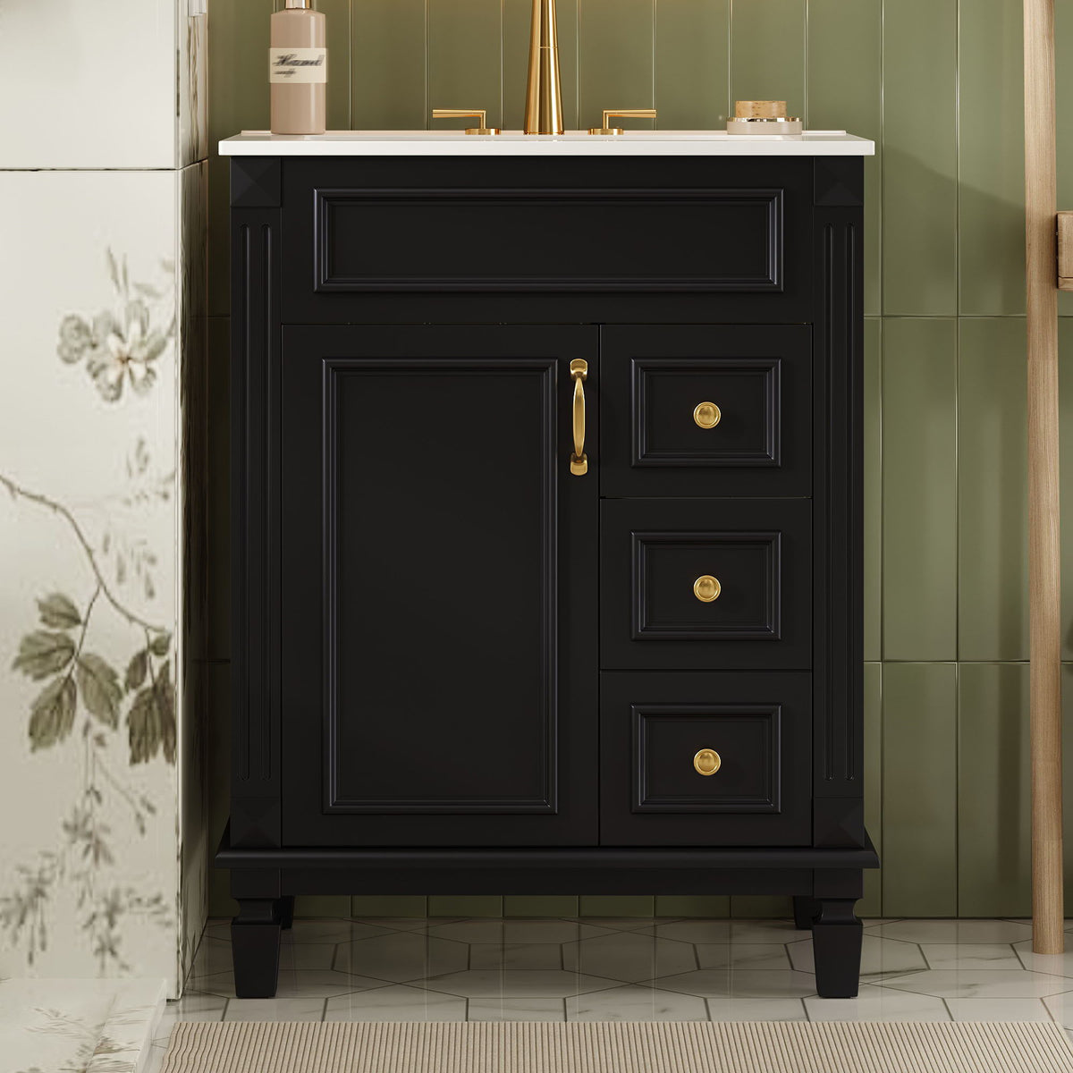 MRS Compact Bathroom Vanity with Ceramic Sink and Storage Drawers - view 4