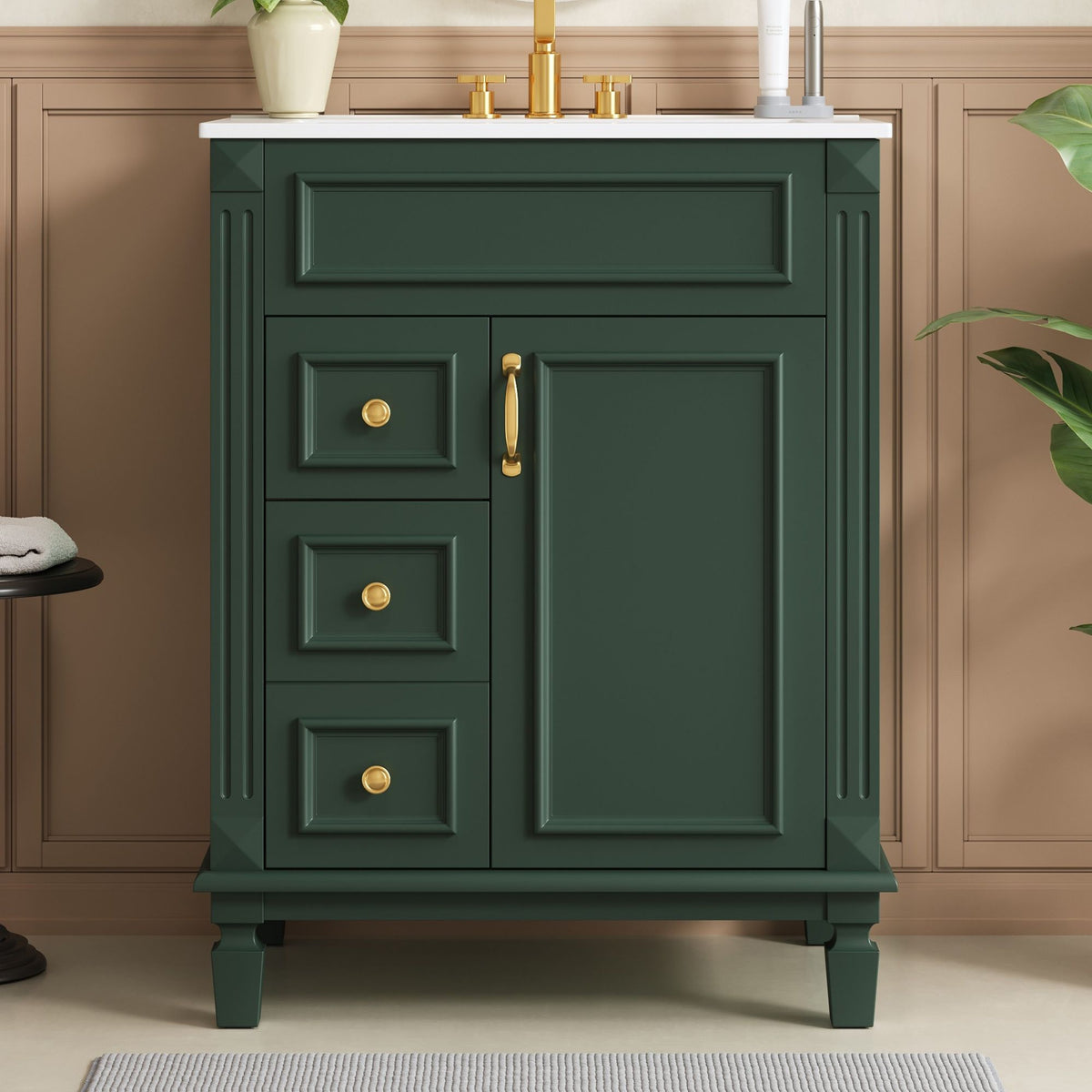 MRS Compact Bathroom Vanity with Ceramic Sink and Storage Drawers - view 2