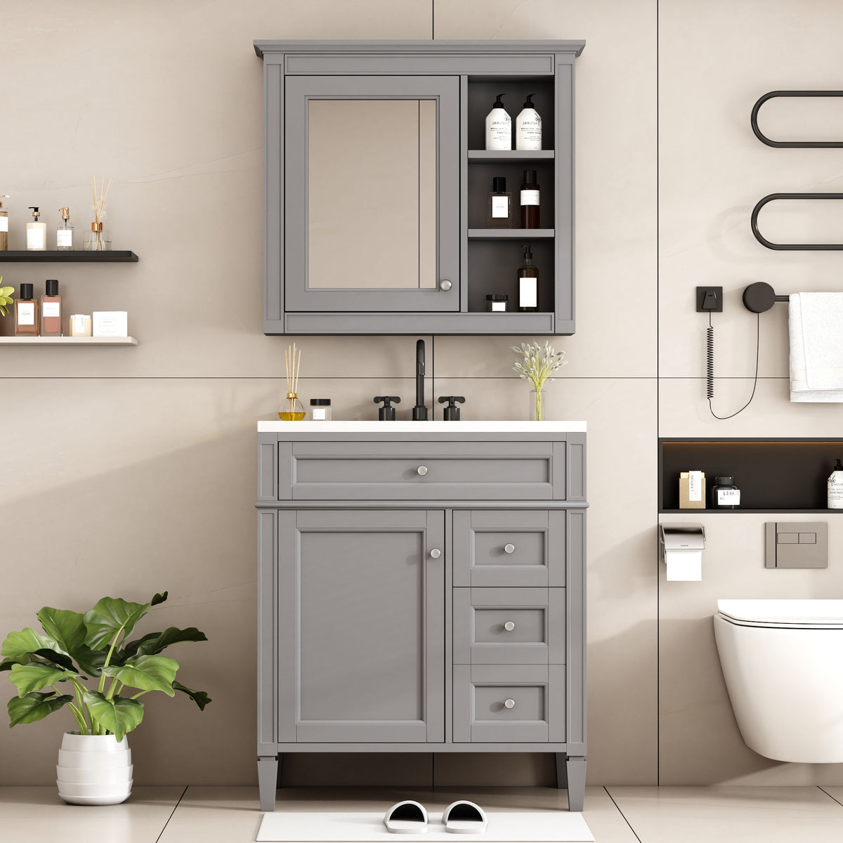 MRS Gray Bathroom Vanity with Ceramic Sink - view 2