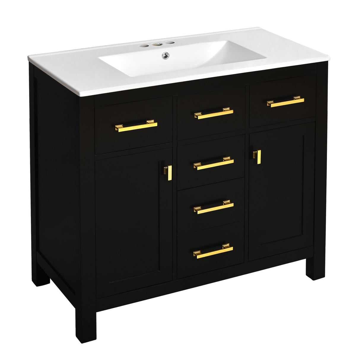 MRS Modern Bathroom Vanity With 36" Resin Sink in Black