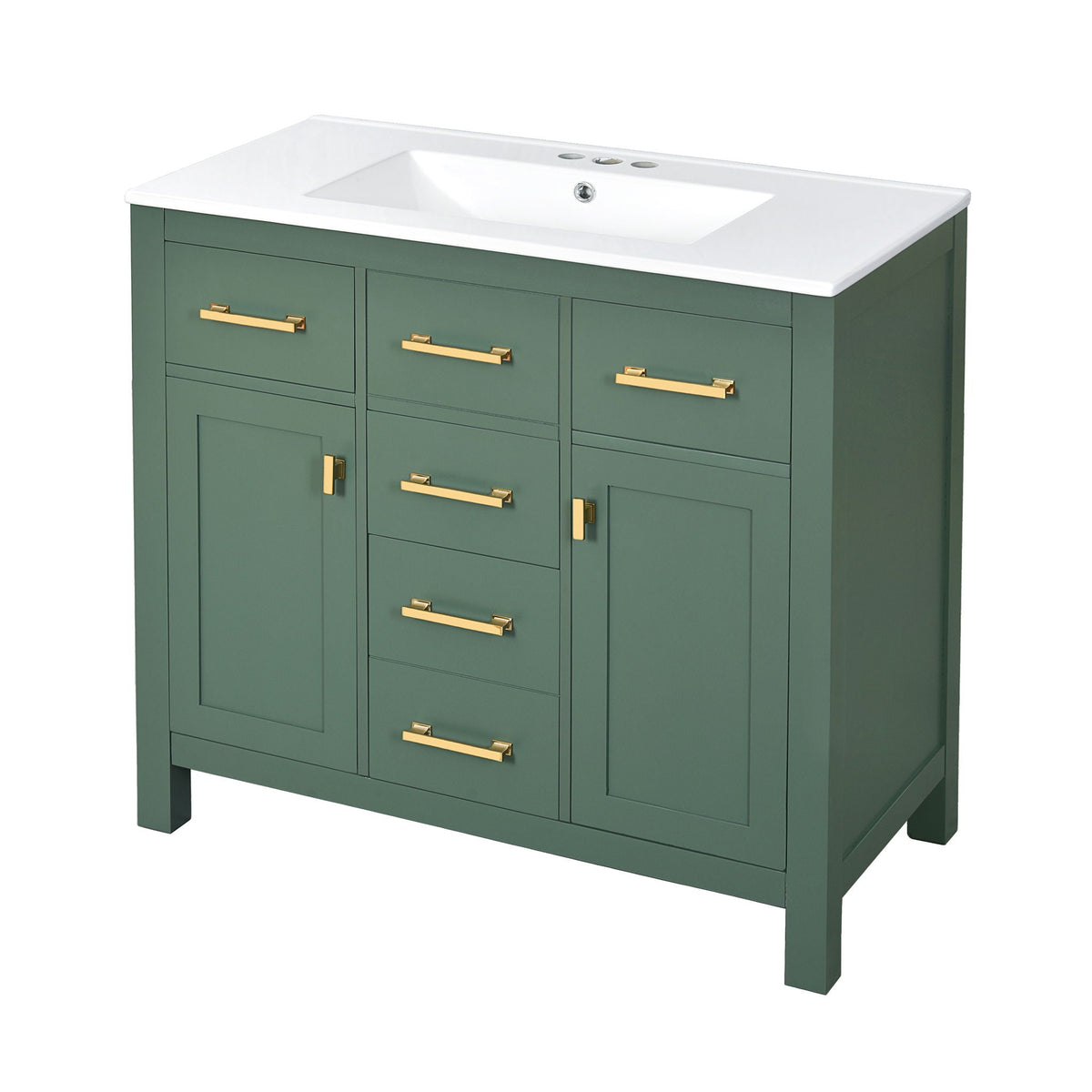 MRS Modern Bathroom Vanity With 36" Resin Sink in Dark Green